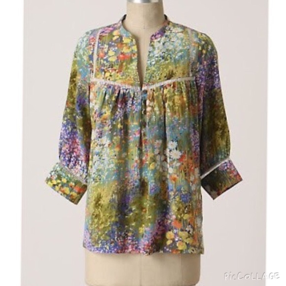 Anthropologie Dolan silk retro shirt, sz M